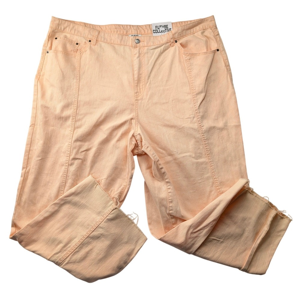 Future Collective Gabriella Karefa-Johnson Peach Straight Leg Seamed Jeans 22
